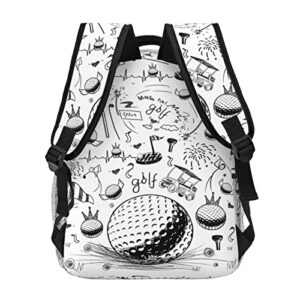 RUVNSR Golf Backpack 16 Inch School Backpacks 3D Print Lightweight Ball Bookbag Casual Sport Daypack Travel Bag for Kids Girls Boys Men Gifts