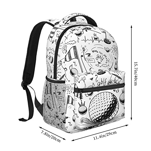 RUVNSR Golf Backpack 16 Inch School Backpacks 3D Print Lightweight Ball Bookbag Casual Sport Daypack Travel Bag for Kids Girls Boys Men Gifts