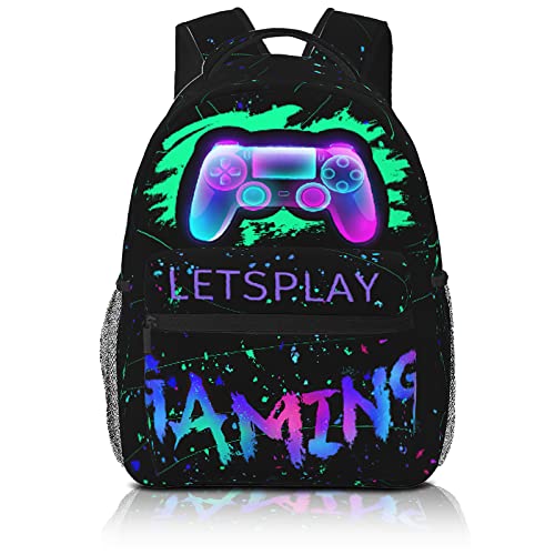 SENROLAN Abstract Gamepad Backpack Games Gaming Travel Laptop Backpack Water Resistant Bags Bookbag Travel Hiking Camping Daypack for Adults Teens Boys Girls