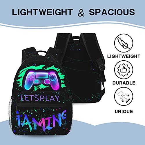 SENROLAN Abstract Gamepad Backpack Games Gaming Travel Laptop Backpack Water Resistant Bags Bookbag Travel Hiking Camping Daypack for Adults Teens Boys Girls