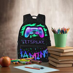 SENROLAN Abstract Gamepad Backpack Games Gaming Travel Laptop Backpack Water Resistant Bags Bookbag Travel Hiking Camping Daypack for Adults Teens Boys Girls