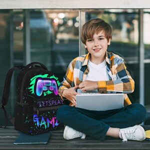 SENROLAN Abstract Gamepad Backpack Games Gaming Travel Laptop Backpack Water Resistant Bags Bookbag Travel Hiking Camping Daypack for Adults Teens Boys Girls