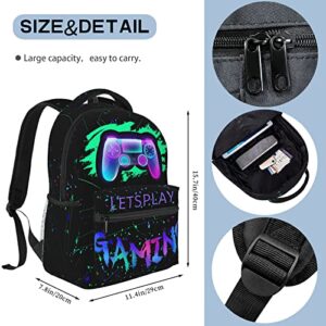 SENROLAN Abstract Gamepad Backpack Games Gaming Travel Laptop Backpack Water Resistant Bags Bookbag Travel Hiking Camping Daypack for Adults Teens Boys Girls