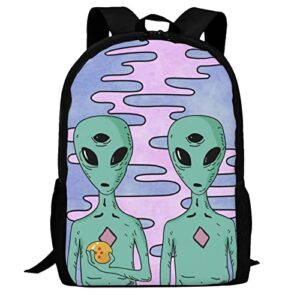 uiacom alien backpacks cool hippie aliens school bags travel backpack laptop school bookbag lightweight 17 inch large daypack rucksack for women men teens kids