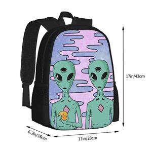 UIACOM Alien Backpacks Cool Hippie Aliens School Bags Travel Backpack Laptop School Bookbag Lightweight 17 inch Large Daypack Rucksack for Women Men Teens Kids