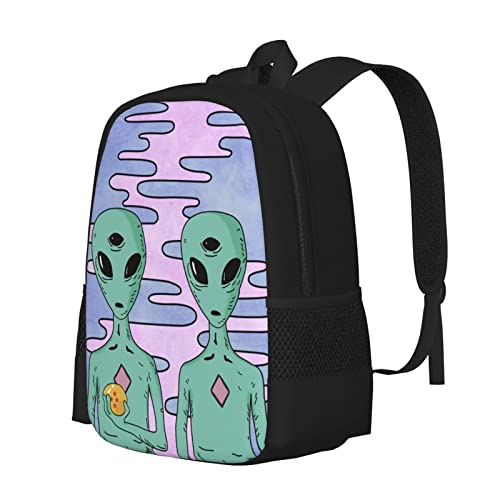 UIACOM Alien Backpacks Cool Hippie Aliens School Bags Travel Backpack Laptop School Bookbag Lightweight 17 inch Large Daypack Rucksack for Women Men Teens Kids