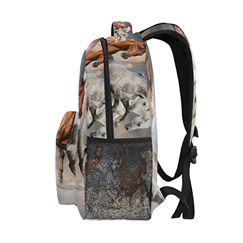 MFTJYO Horse Backpacks for Girls Boys School Backpack Horses Kids School Bags 3D Animal Print Lightweight Student Elementary 3rd 4th 5th Grade Shoulder Bag