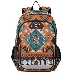 alaza indian tribal aztec geometric skulls backpack bookbag laptop notebook bag casual travel trip daypack for women men fits 15.6 laptop