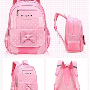 KUJIAPIN 2Pcs Bowknot Printed Girls Backpack Pretty Princess Backpack Set Kids Elementary Primary Students Bookbag