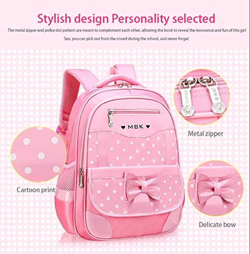 KUJIAPIN 2Pcs Bowknot Printed Girls Backpack Pretty Princess Backpack Set Kids Elementary Primary Students Bookbag