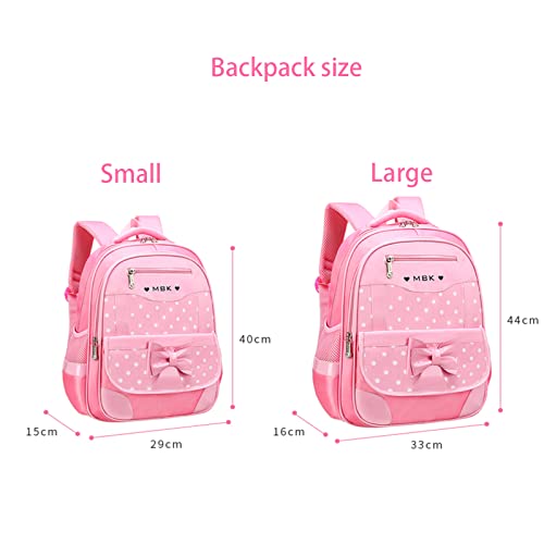 KUJIAPIN 2Pcs Bowknot Printed Girls Backpack Pretty Princess Backpack Set Kids Elementary Primary Students Bookbag