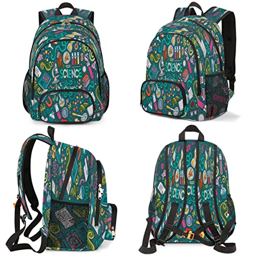 Elementary School Bags for Teens, Science Chemistry Kids Backpacks Educational Theme Lightweight Bookbags Waterproof Sturdy Schoolbag Daypack for Girls Boys