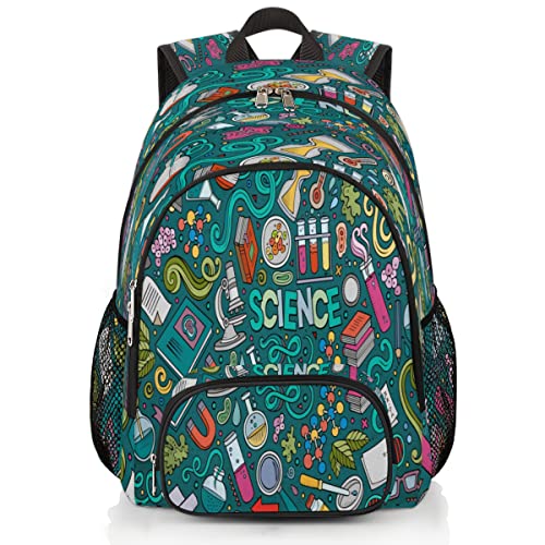 Elementary School Bags for Teens, Science Chemistry Kids Backpacks Educational Theme Lightweight Bookbags Waterproof Sturdy Schoolbag Daypack for Girls Boys