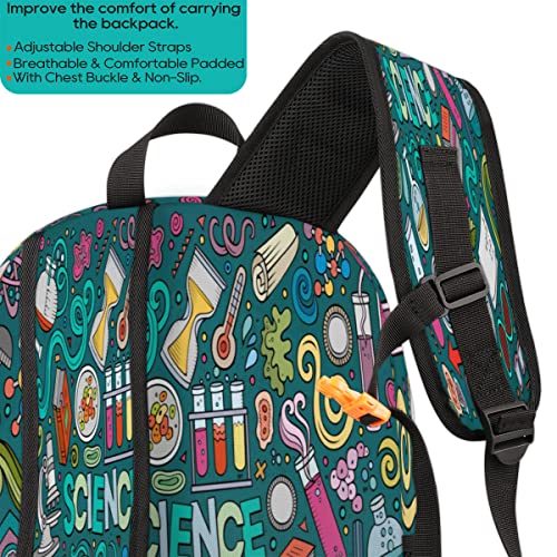 Elementary School Bags for Teens, Science Chemistry Kids Backpacks Educational Theme Lightweight Bookbags Waterproof Sturdy Schoolbag Daypack for Girls Boys