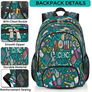 Elementary School Bags for Teens, Science Chemistry Kids Backpacks Educational Theme Lightweight Bookbags Waterproof Sturdy Schoolbag Daypack for Girls Boys