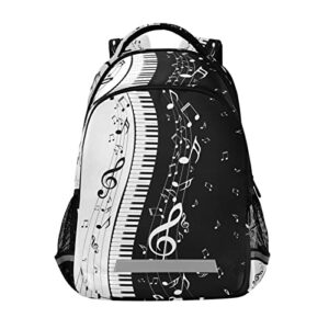 unique piano music note backpack, musical theme casual daypack laptop backpack outdoor sports shoulder bag safe reflective stripes