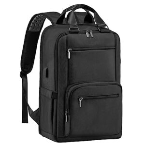 lovevook laptop backpack for men, 17.3 inch computer backpack with usb port waterproof business backpack tsa friendly work bag travel backpack, vintage daypacks, black