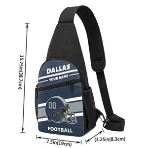 Custom Sling Bag, Personalized Dallas Crossbody Bags for Men Women, Customize Name and Number Sling Shoulder Backpack, Chest Bag Hiking Travel Daypack for Outdoor