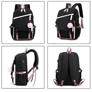 RUILIHIAO Stylish usb Port Laptop Backpack Casual Computer School Bag Teens Kids Elementary Boys and Girls Travel Daypacks