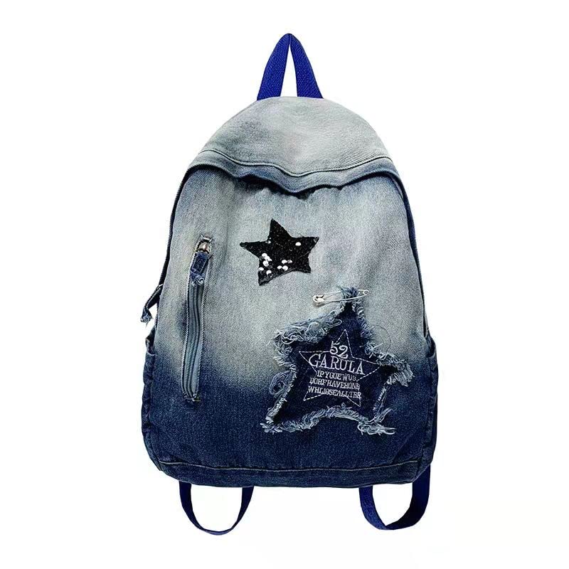 TIMMOR MAGIC Y2K Backpack Star Denim Aesthetic backpacks for Women Men Y2K Accessories Y2k Bag