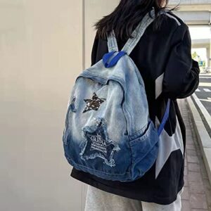 TIMMOR MAGIC Y2K Backpack Star Denim Aesthetic backpacks for Women Men Y2K Accessories Y2k Bag