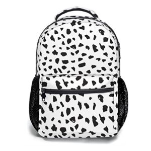 dalmatian dog print backpack cute dog spot pattern school bag classic black and white casual daypack personalized students bookbags for teens girls boys