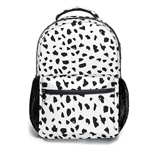 Dalmatian Dog Print Backpack Cute Dog Spot Pattern School Bag Classic Black and White Casual Daypack Personalized Students Bookbags for Teens Girls Boys