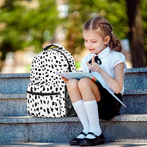 Dalmatian Dog Print Backpack Cute Dog Spot Pattern School Bag Classic Black and White Casual Daypack Personalized Students Bookbags for Teens Girls Boys