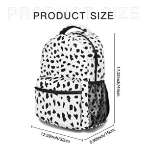 Dalmatian Dog Print Backpack Cute Dog Spot Pattern School Bag Classic Black and White Casual Daypack Personalized Students Bookbags for Teens Girls Boys