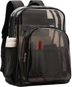 axqcctoys tpu clear backpack, stadium approved large clear backpack, clear backpack heavy duty for stadium, work, travel