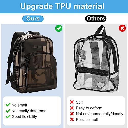 Axqcctoys TPU Clear Backpack, Stadium Approved Large Clear Backpack, Clear Backpack Heavy Duty for Stadium, Work, Travel