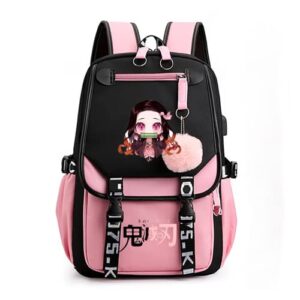 cihuiung anime backpack with usb charging port suitable for work,traveling,camping,bookbag for unisex 17.7 in