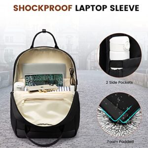 LOVEVOOK Laptop Backpack for Women, 15.6 inch Laptop Bag with USB Port, Fashion Work Business backpack purse, Travel Professor Nurse Computer Bagpack, Waterproof Hiking Daypack, Black