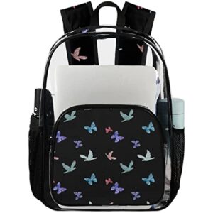 cfpolar butterfly and birds clear backpack heavy duty transparent bookbag for women men see through pvc backpack for security, work, sports, stadium