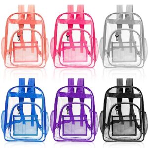 6 pcs 17 inch clear backpack for school donations, heavy duty transparent bookbags kids bag student large school bag for sport concert (multicolor)