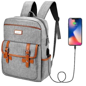 nicole miller travel laptop backpack-business anti theft vintage backpack with usb charging port-water resistant computer bag