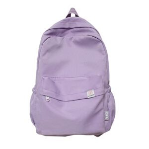 boutikome solid color backpack for women aesthetic travel backpack large capacity waterproof casual basic backpack（purple,one size）