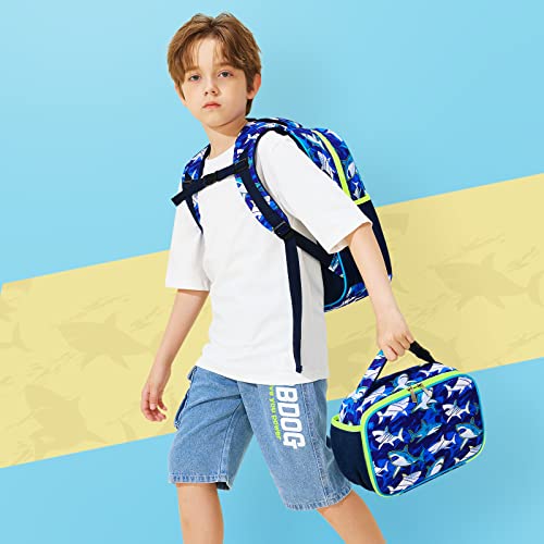 WAWSAM Shark Backpack for Boys - 15 Inch Boys Backpacks for Kids School Kindergarten Primary Elementary Schoolbag Bookbag Blue Backpack with Chest Strap and Bottle Pocket Travel Casual Daypacks