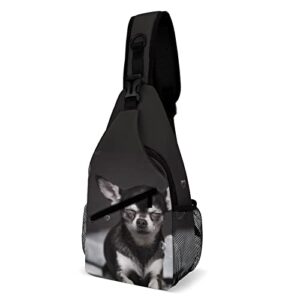 chihuahua with hearts bubbles sling backpack print shoulder chest bag crossbody bag travel daypack for women men