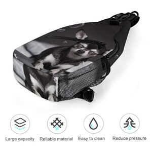 Chihuahua with Hearts Bubbles Sling Backpack Print Shoulder Chest Bag Crossbody Bag Travel Daypack for Women Men