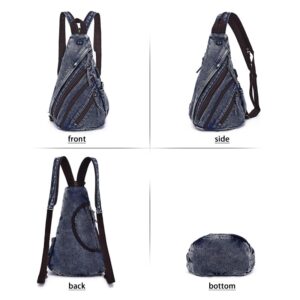 DAVIDNILE Canvas Sling Bag Crossbody Backpack Genuine Leather Shoulder Bag Casual Daypacks For Men