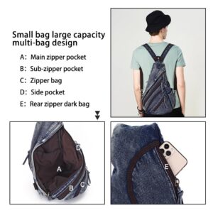 DAVIDNILE Canvas Sling Bag Crossbody Backpack Genuine Leather Shoulder Bag Casual Daypacks For Men