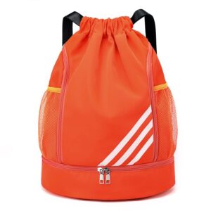 votachin sports backpack large capacity fitness backpack drawstring basketball bag waterproof fashionable backpack sport bag unisex(orange)