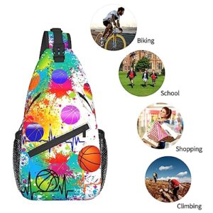 TOHTWAG Unisex Basketball Sling Bag Backpack Football Baseball Crossbody Bag Soccer Chest Bag Daypack For Travel Hiking