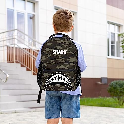 Cbntnaf Camo Daypack for Women Men, Shark Teeth Bookbag for Boys Girls, Large Capacity Lightweight Backpack for School Work Camping Hiking