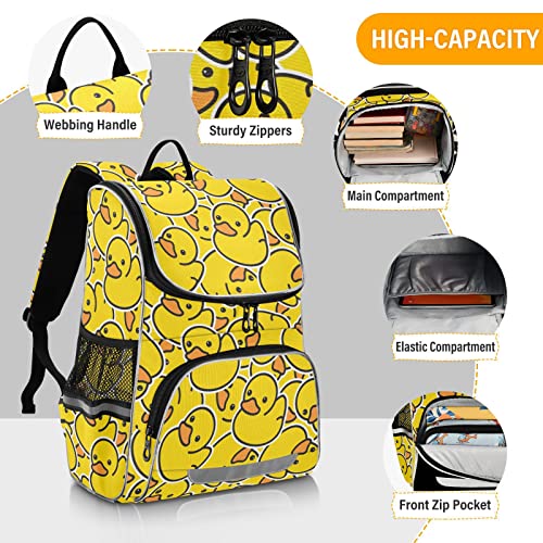 Sletend Large Capacity Printing Student Shoulder Bag for Children Teenagers Little Yellow Duck Cute Laptop Bag School Bag for Work School, Men's and Women's Travel Backpack