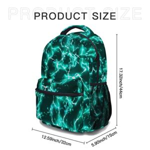 aportt Teal Backpack for Boys Girls Cool Lightning Durable Casual Basic Kids Bookbag Green Lightweight School Bag for Teens Students Travel Hiking Camping Daypack