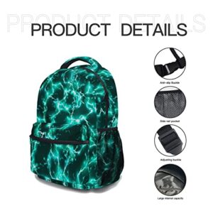 aportt Teal Backpack for Boys Girls Cool Lightning Durable Casual Basic Kids Bookbag Green Lightweight School Bag for Teens Students Travel Hiking Camping Daypack