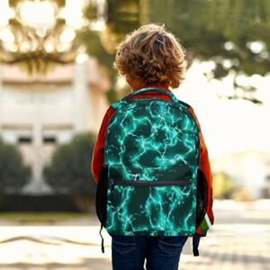 aportt Teal Backpack for Boys Girls Cool Lightning Durable Casual Basic Kids Bookbag Green Lightweight School Bag for Teens Students Travel Hiking Camping Daypack