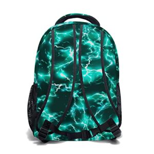 aportt Teal Backpack for Boys Girls Cool Lightning Durable Casual Basic Kids Bookbag Green Lightweight School Bag for Teens Students Travel Hiking Camping Daypack